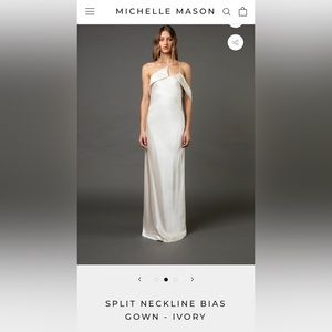 MICHELLE MASON SPLIT NECKLINE BIAS GOWN - IVORY - brand new tags Size 6 bridal